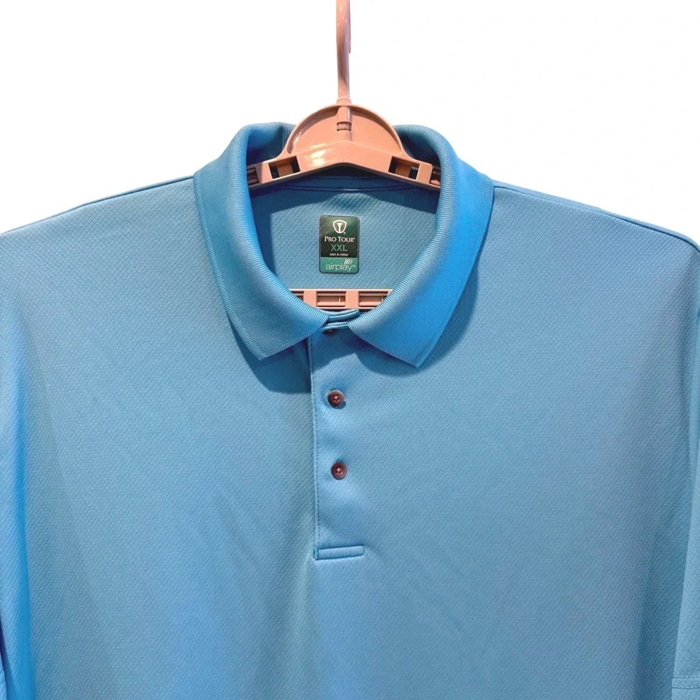 PRO TOUR Airplay Golf Polo Shirt Blue XXL Men's Short Sleeve Polyester